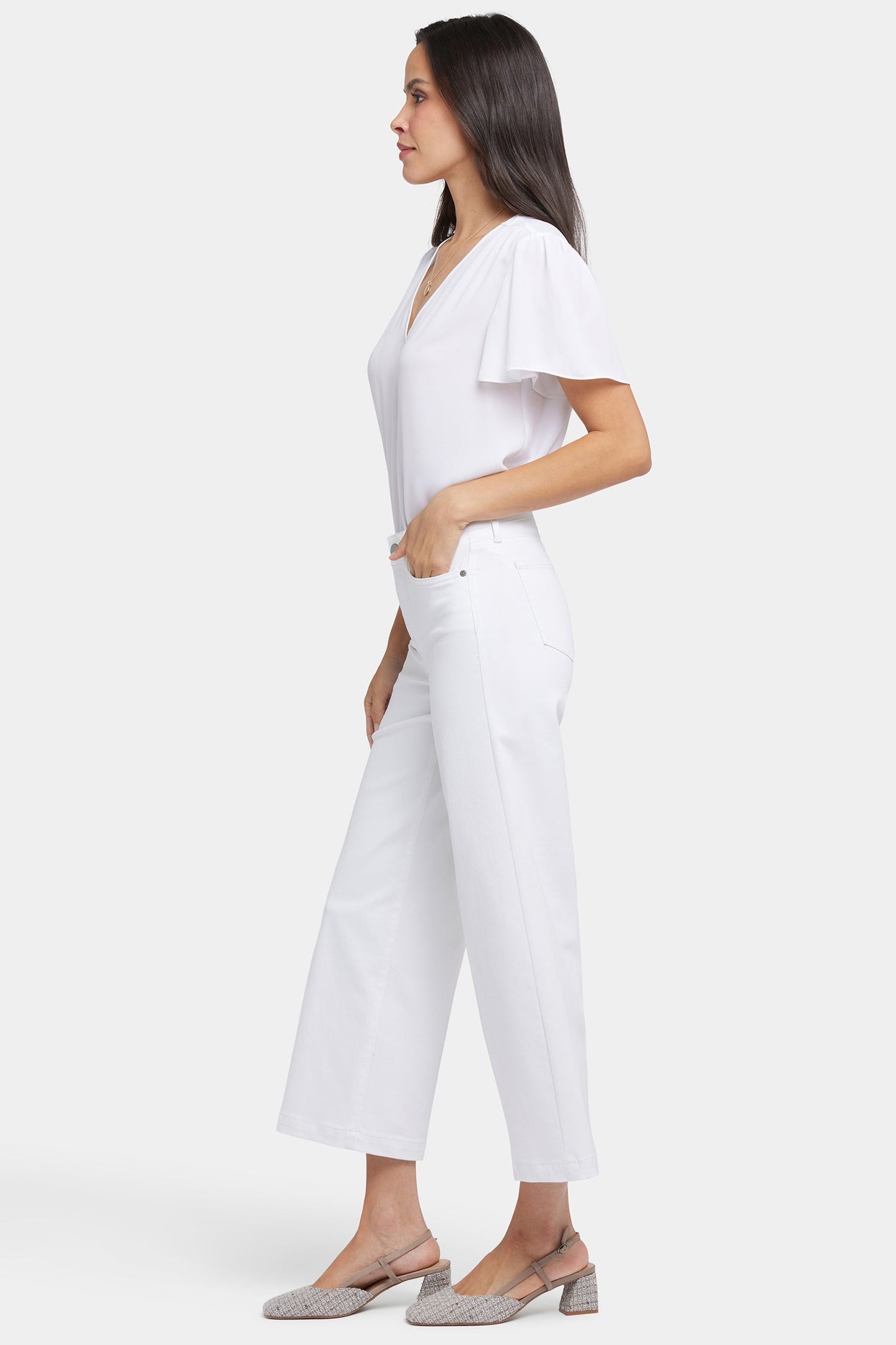 Teresa Wide Leg Ankle Jeans In Petite - Optic White