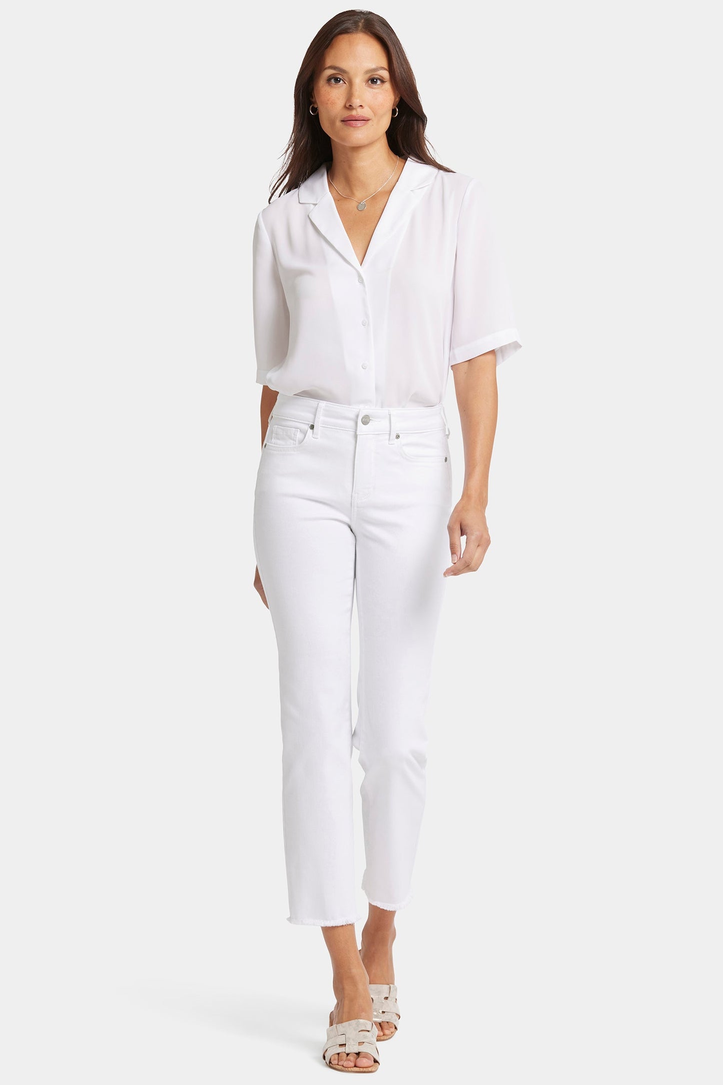 Marilyn Straight Ankle Jeans In Petite - Optic White