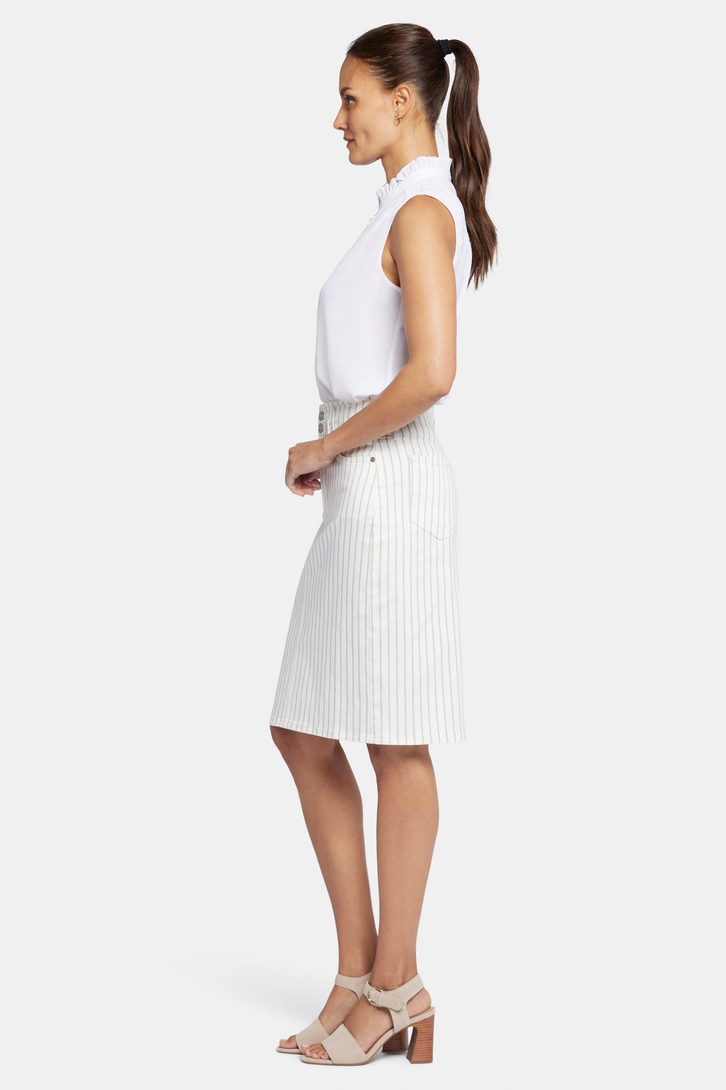 High Waist Skirt In Petite - Beach Cruise Stripe