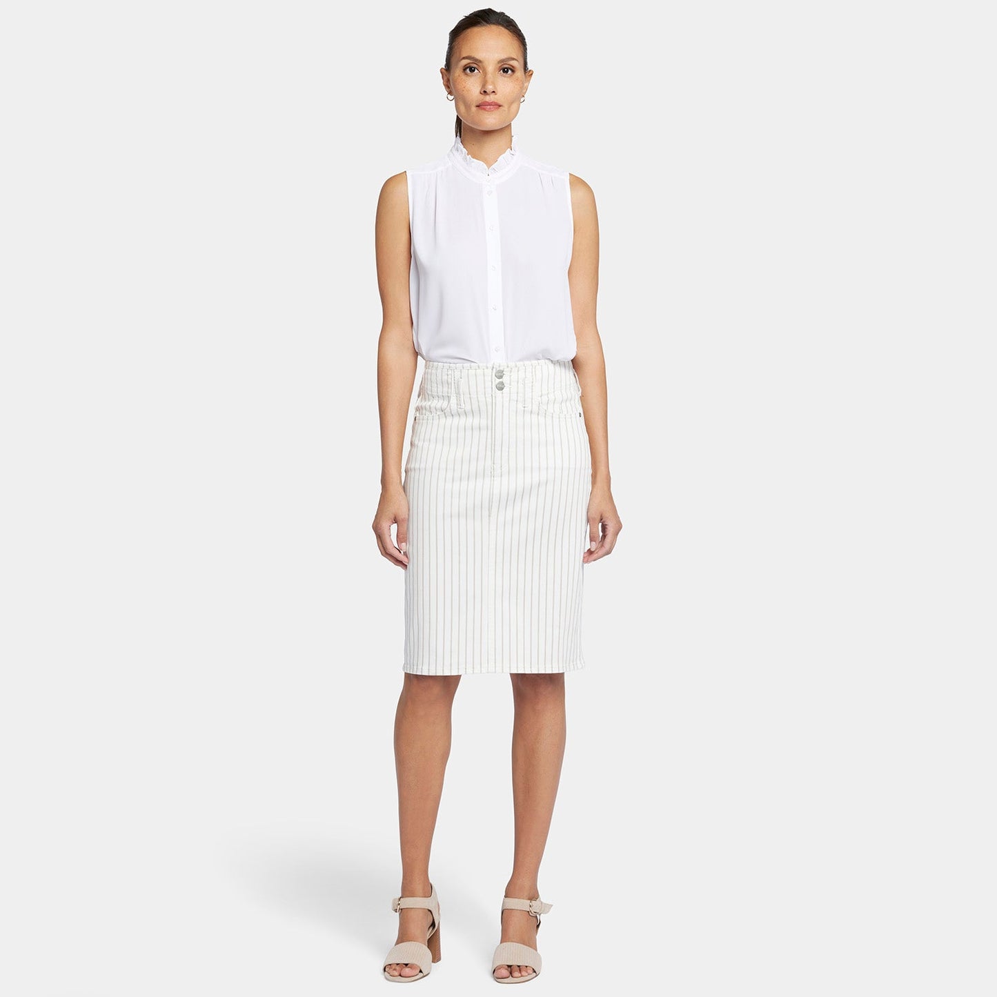 High Waist Skirt In Petite - Beach Cruise Stripe