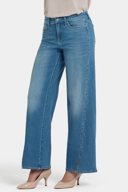 Teresa Wide Leg Jeans In Petite - Avenue Blue