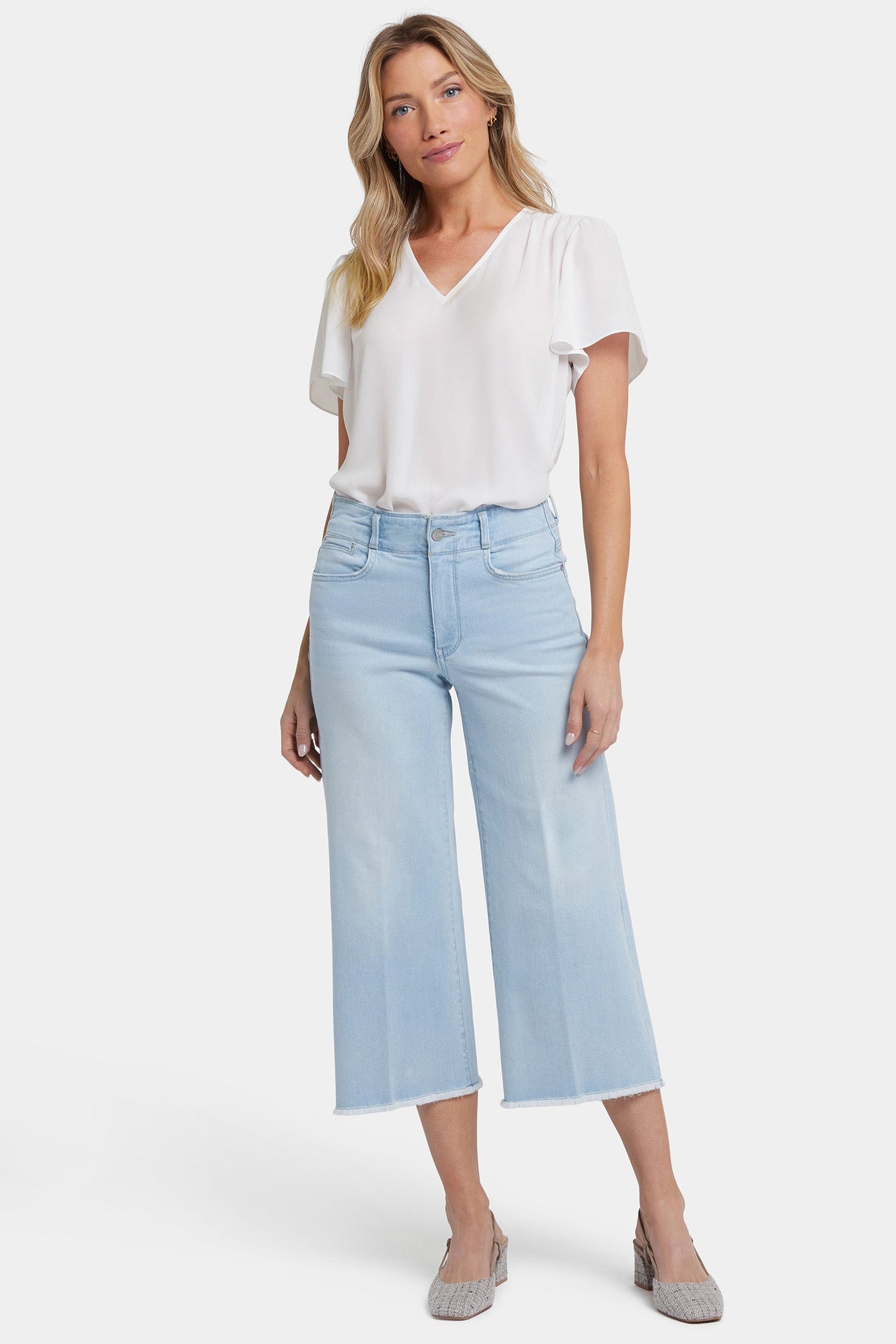 Brigitte Wide Leg Capri Jeans In Petite - Clear Waters