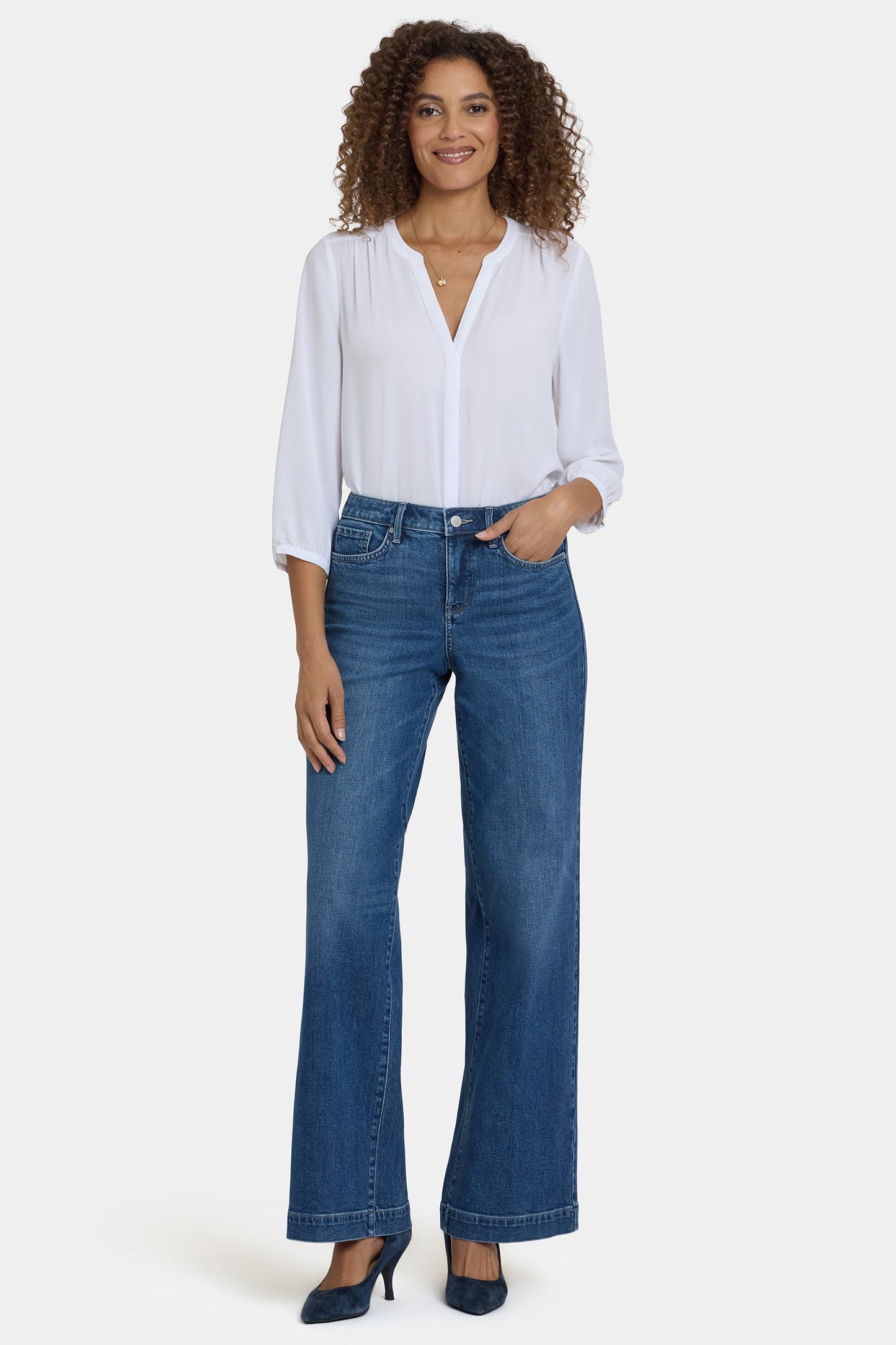 Teresa Wide Leg Jeans In Petite - Lake Notre-Dame