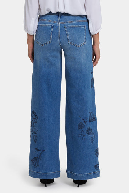 Teresa Wide Leg Jeans In Petite - Water Canyon