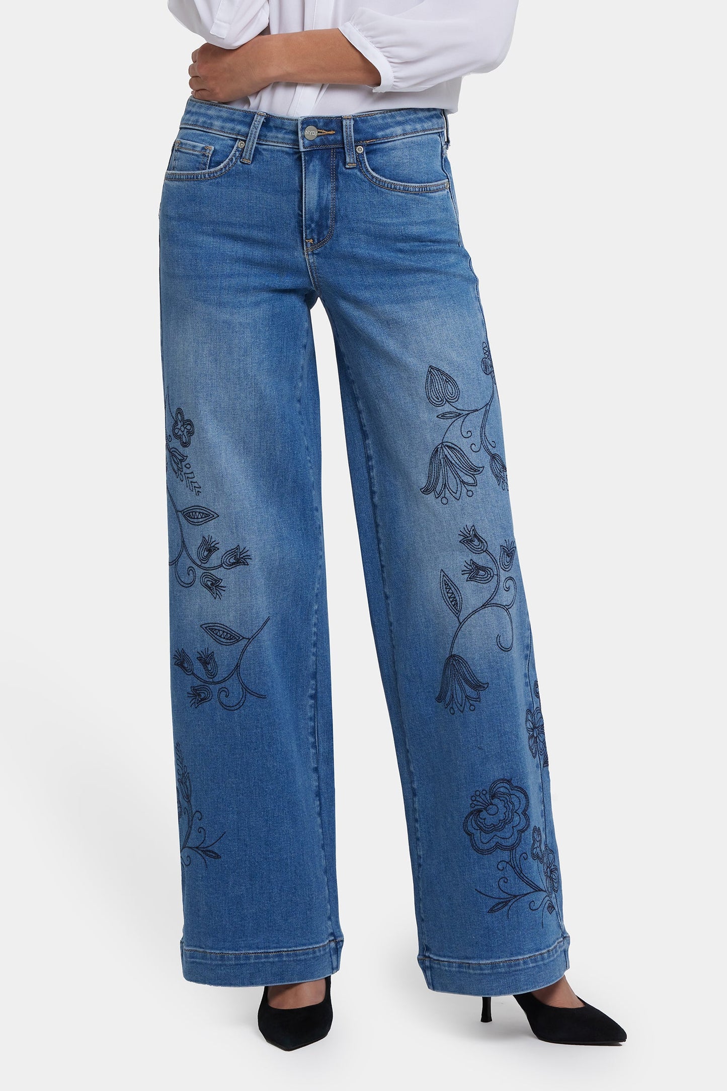 Teresa Wide Leg Jeans In Petite - Water Canyon