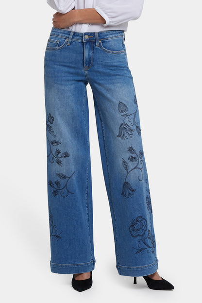 Teresa Wide Leg Jeans In Petite - Water Canyon
