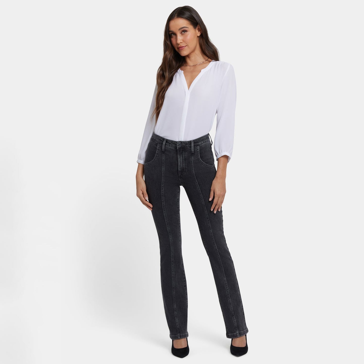 Billie Mini Bootcut Jeans In Petite - Slate Stone