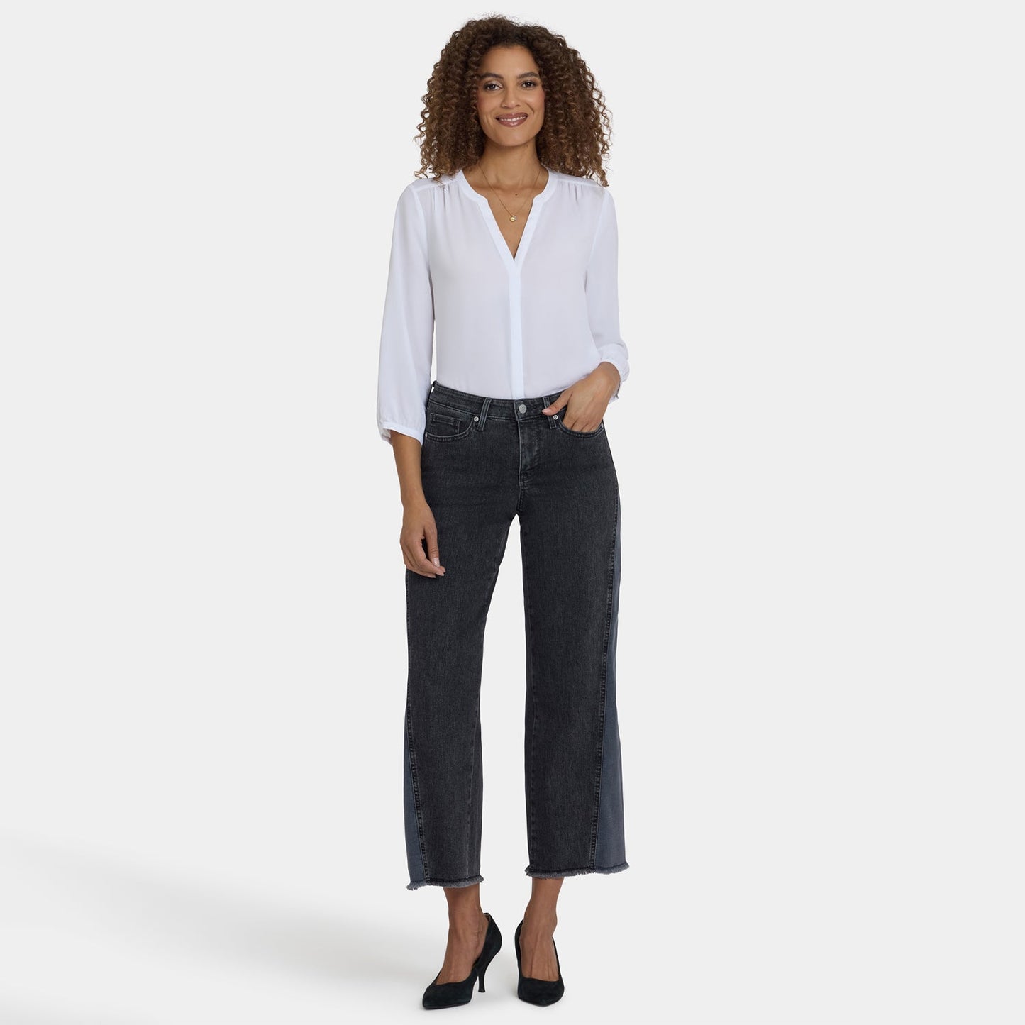 Teresa Wide Leg Jeans In Petite - Street Shade