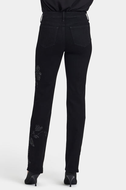 Marilyn Straight Jeans In Petite - Black Rinse