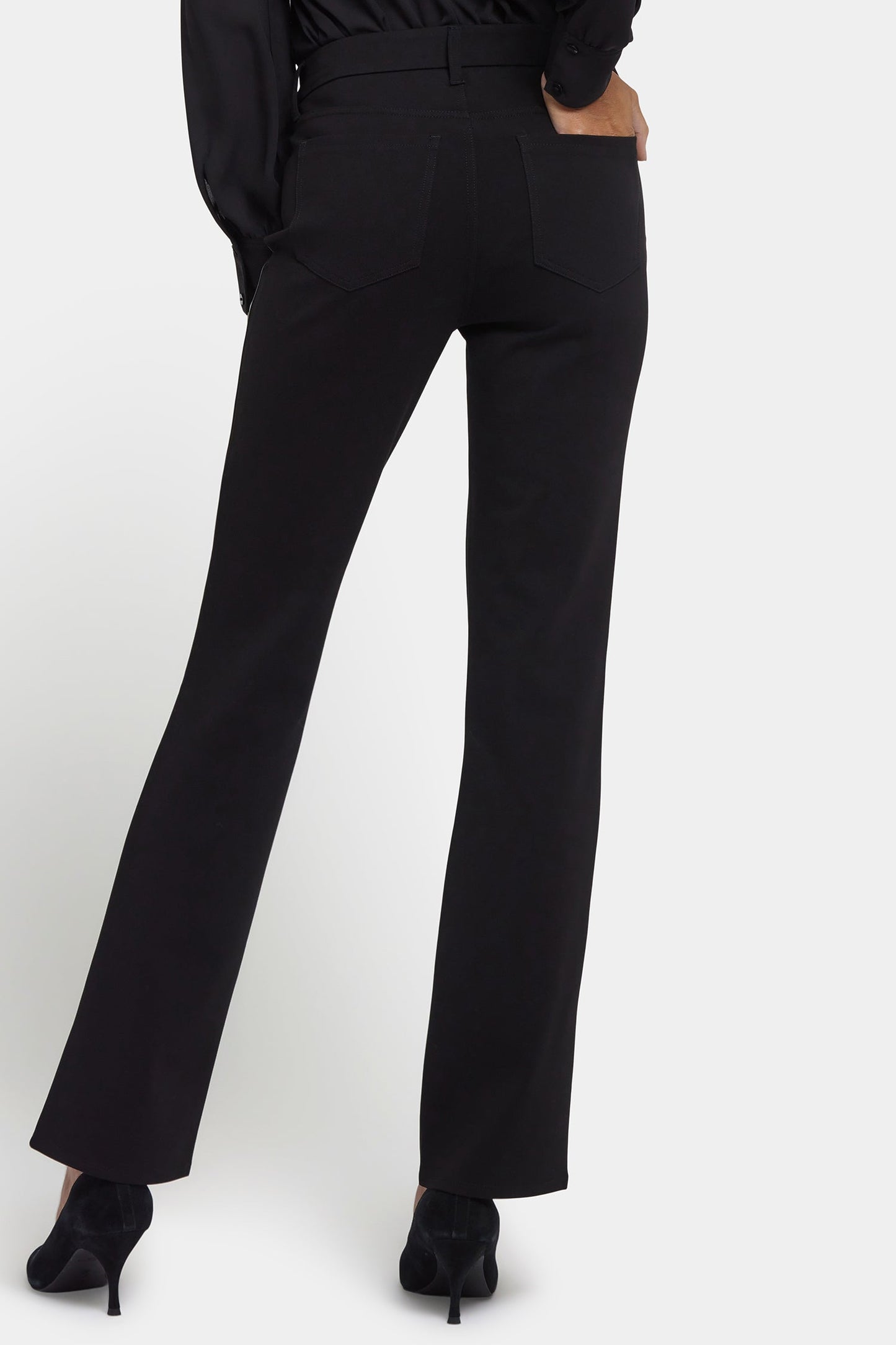 Vegan Stretch Leather Marilyn Straight Pants In Petite - Black