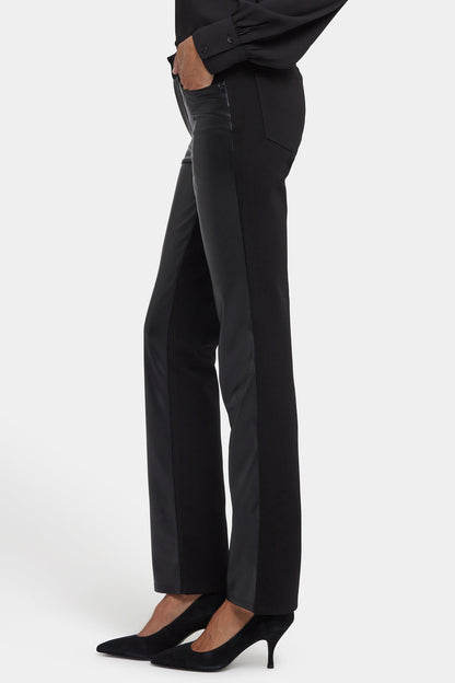 Vegan Stretch Leather Marilyn Straight Pants In Petite - Black