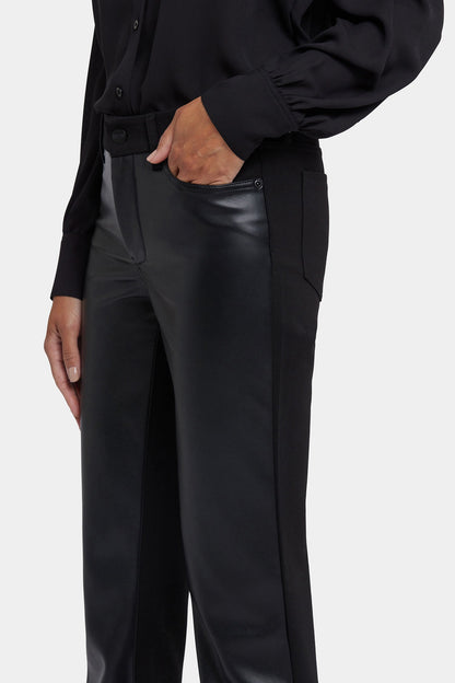 Vegan Stretch Leather Marilyn Straight Pants In Petite - Black