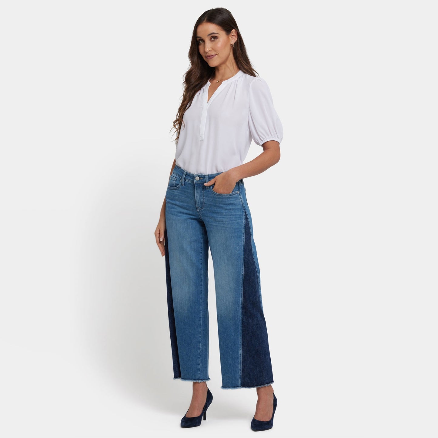 Teresa Wide Leg Jeans In Petite - Avenue Blue