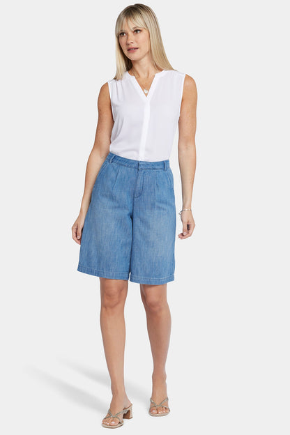 Relaxed Denim Bermuda Shorts In Petite - Corfu