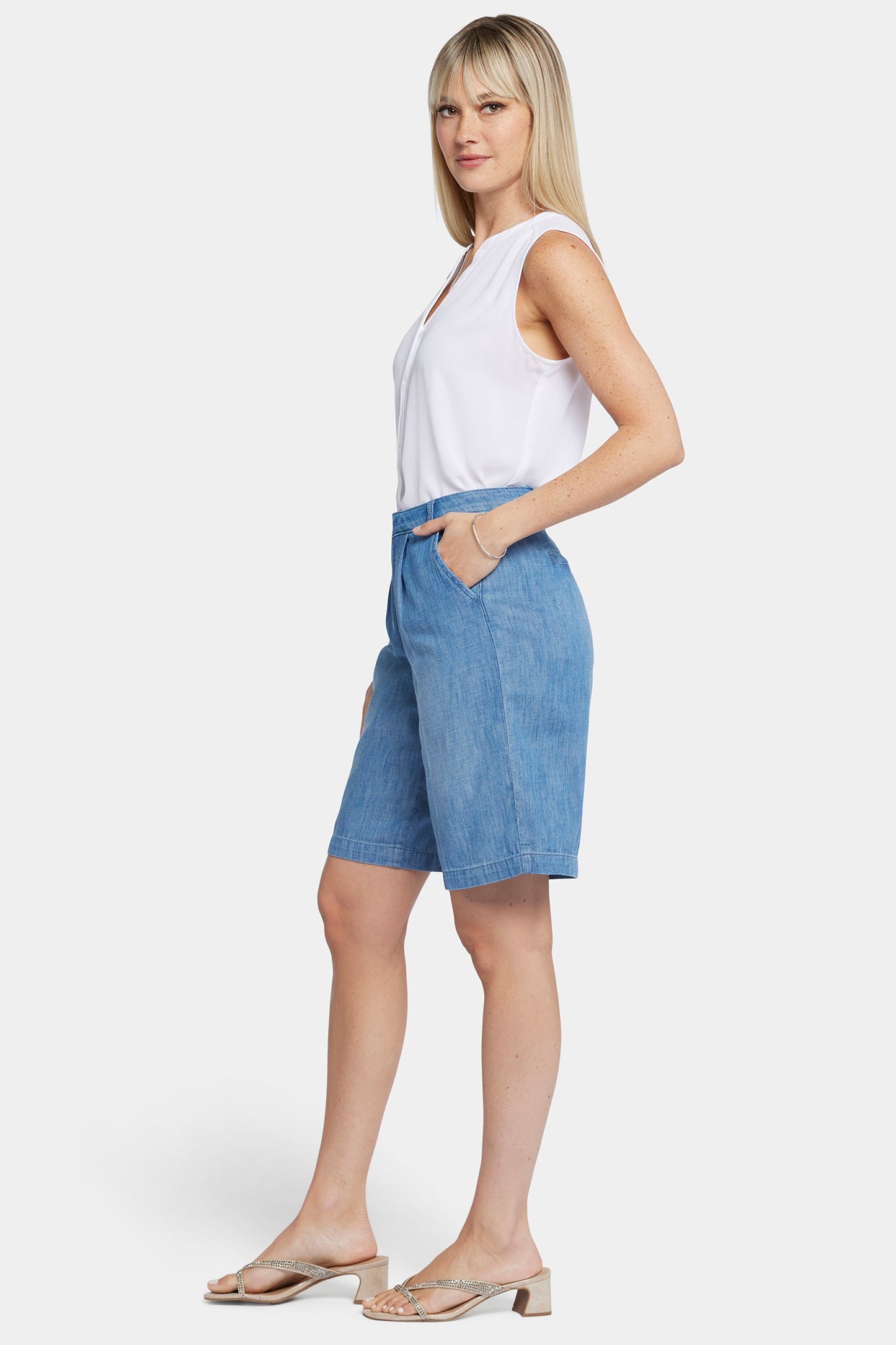 Relaxed Denim Bermuda Shorts In Petite - Corfu