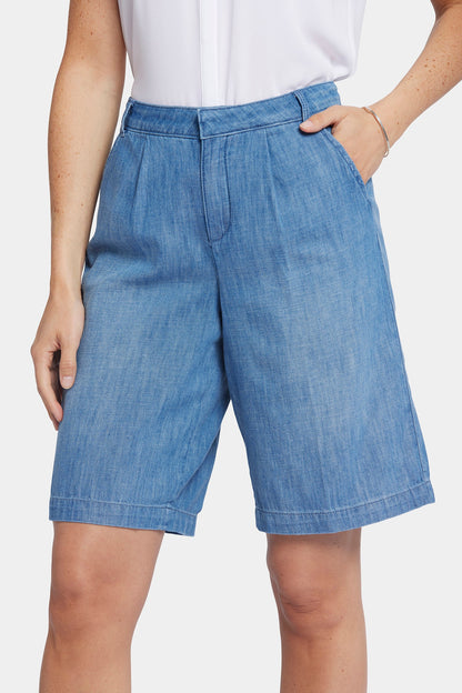Relaxed Denim Bermuda Shorts In Petite - Corfu