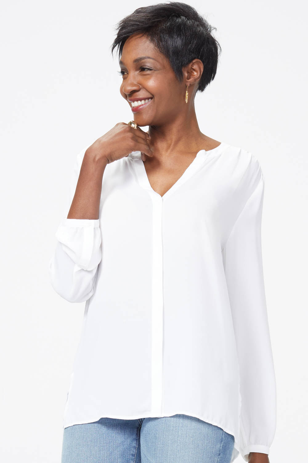 Pintuck Blouse In Petite - Optic White