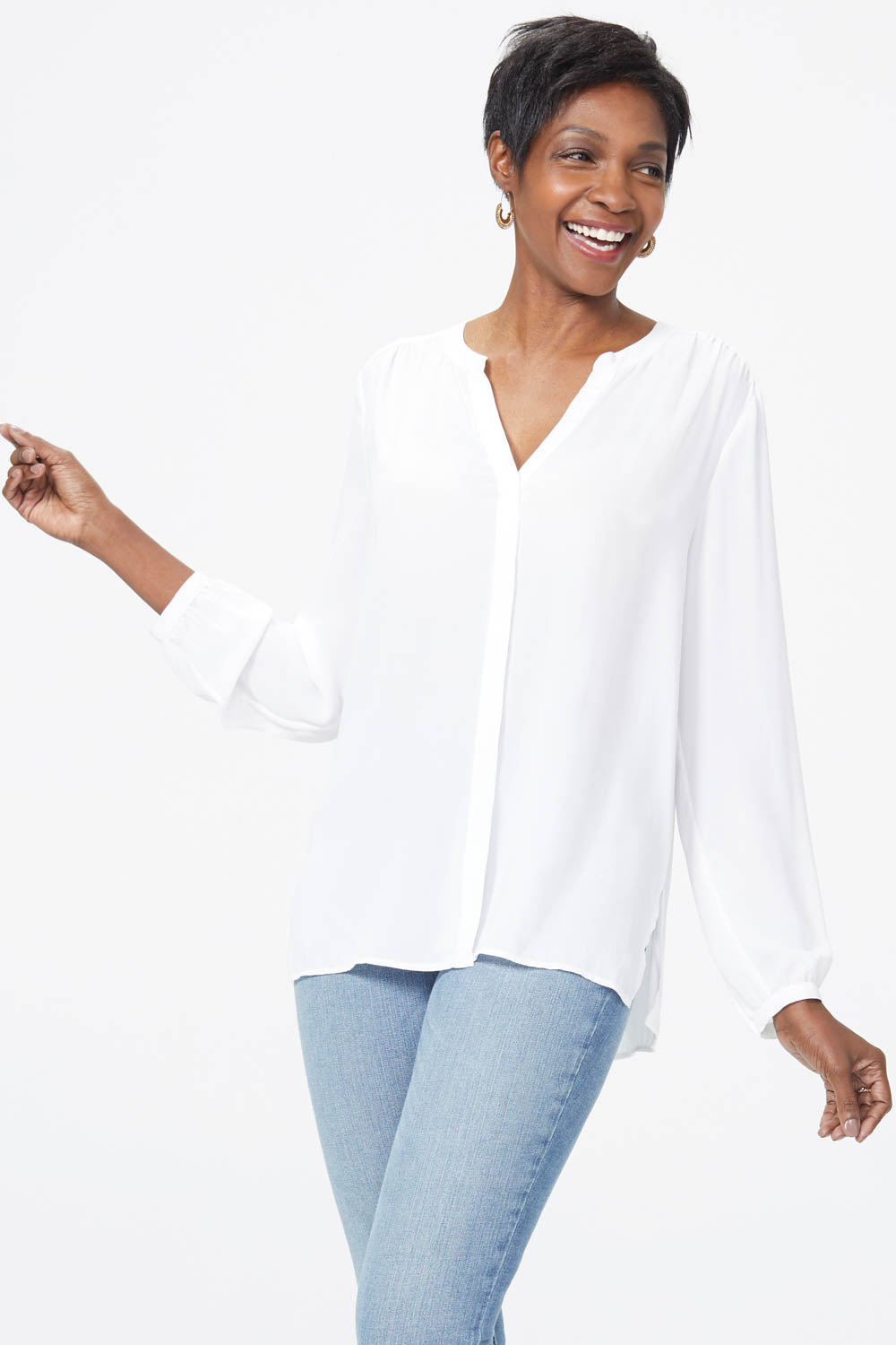 Pintuck Blouse In Petite - Optic White
