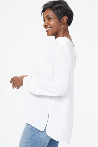 Pintuck Blouse In Petite - Optic White
