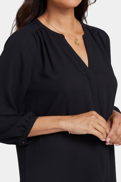 Pintuck Blouse In Petite - Black