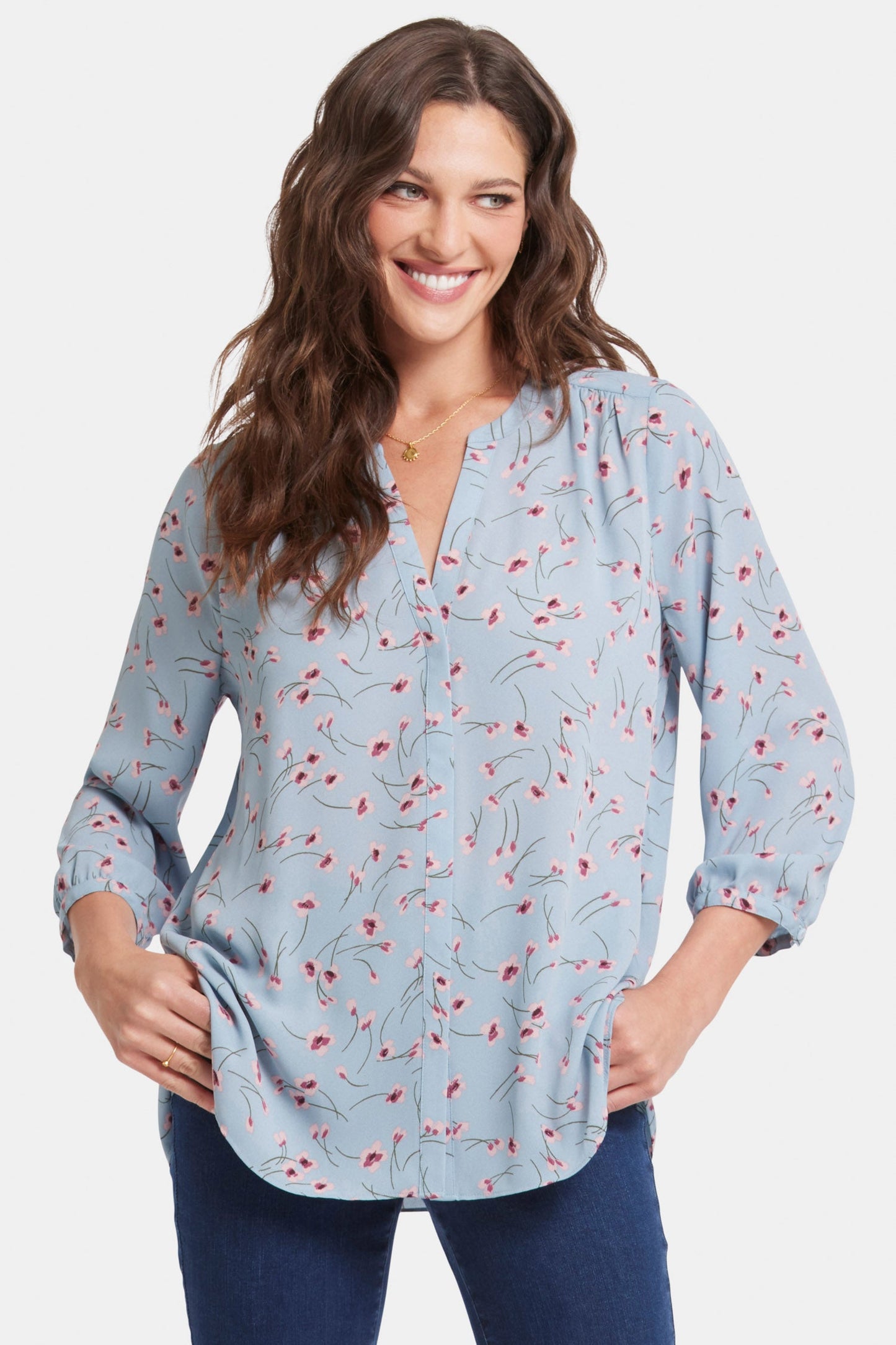 Pintuck Blouse - Mountain Petals