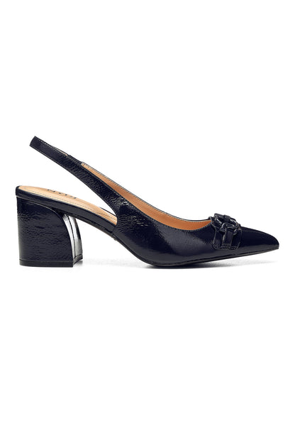 Sanya Slingback Heels - Navy