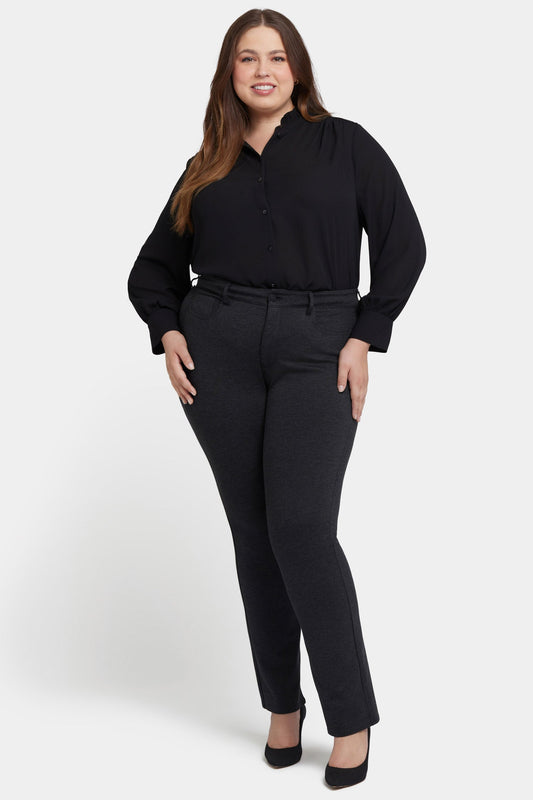 Marilyn Straight Pants In Plus Size - Charcoal Heathered