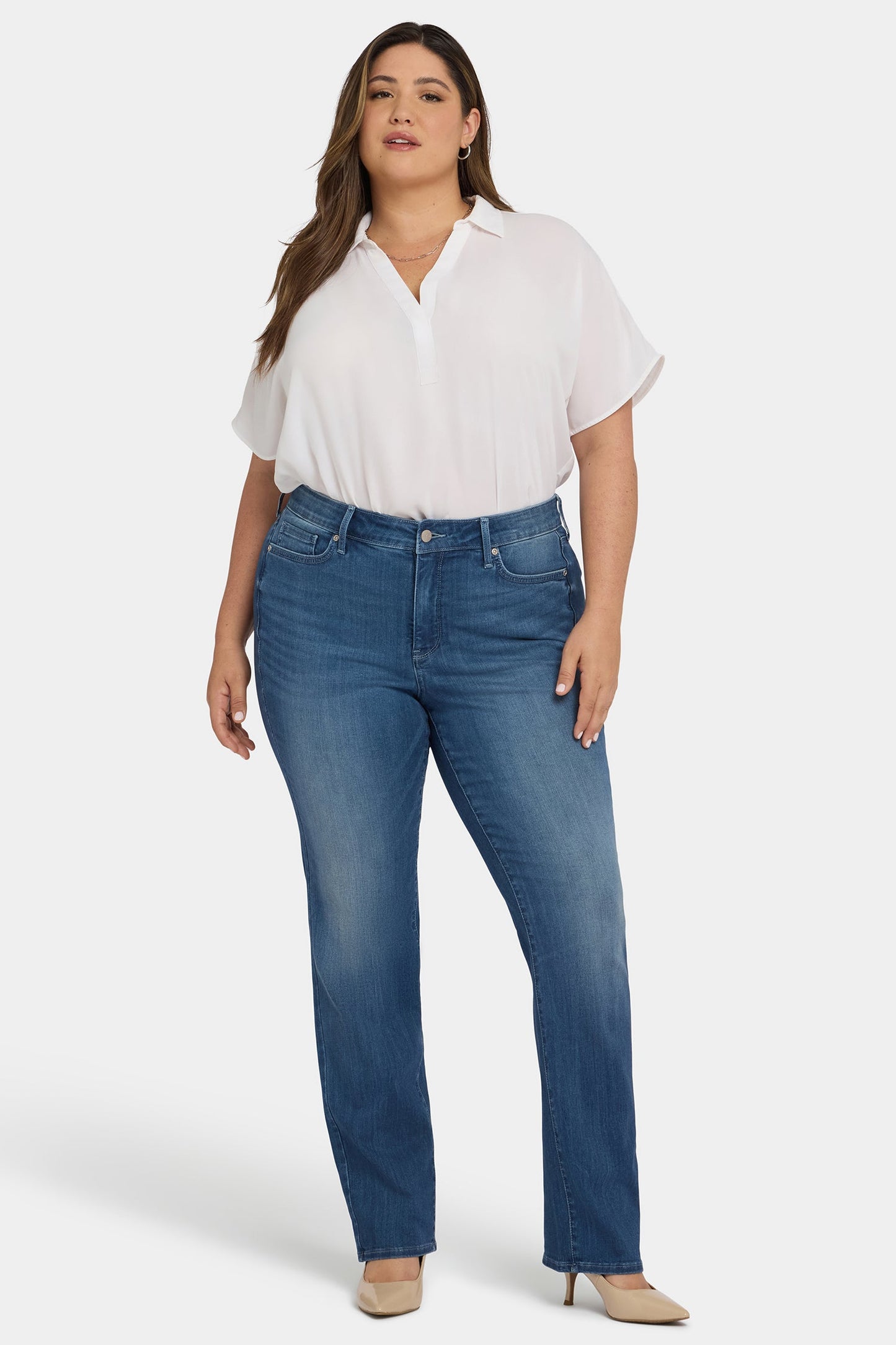 Marilyn Straight Jeans In Plus Size - Cool Marine