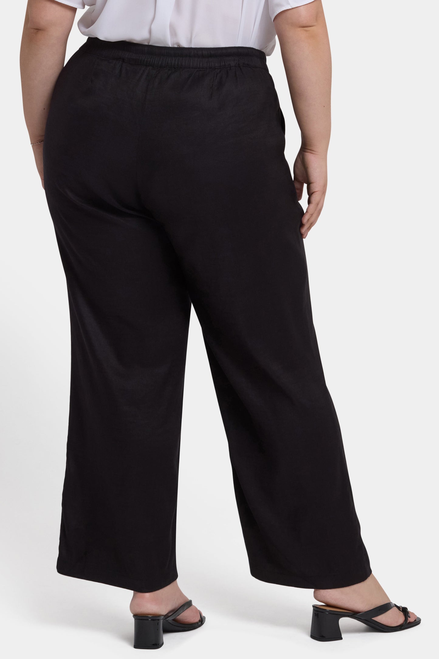 Relaxed Drawstring Pull-On Pants In Plus Size - Black