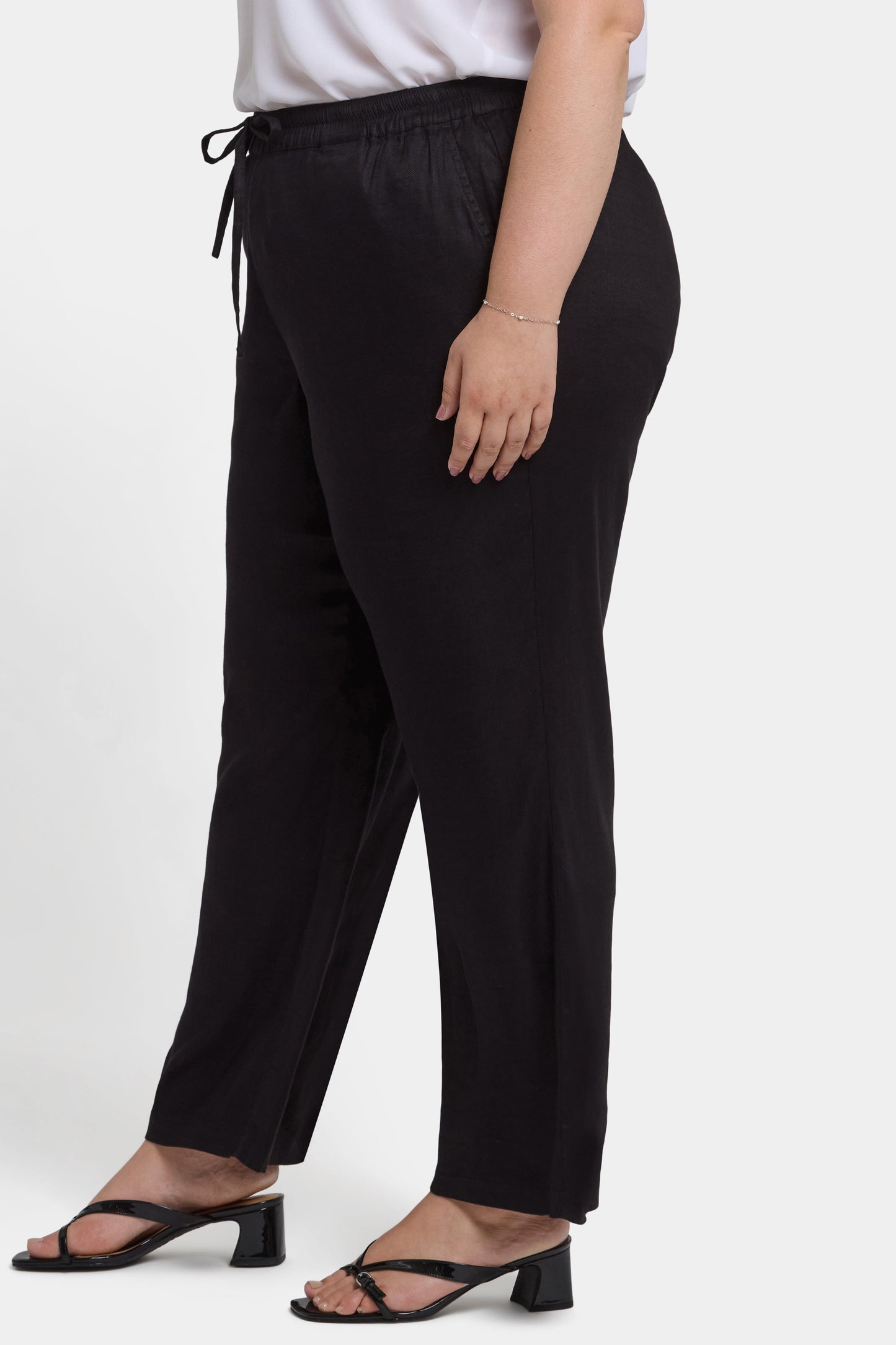 Relaxed Drawstring Pull-On Pants In Plus Size - Black