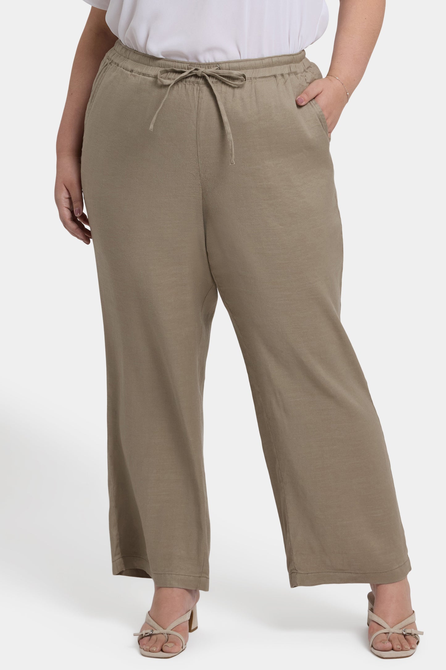 Relaxed Drawstring Pull-On Pants In Plus Size - Saddlewood