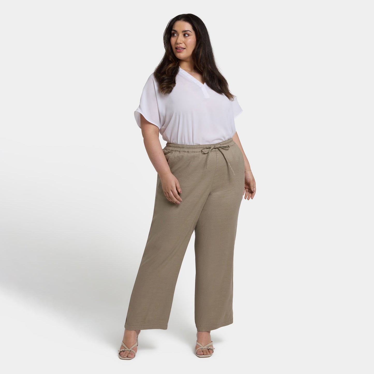 Relaxed Drawstring Pull-On Pants In Plus Size - Saddlewood