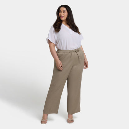Relaxed Drawstring Pull-On Pants In Plus Size - Saddlewood