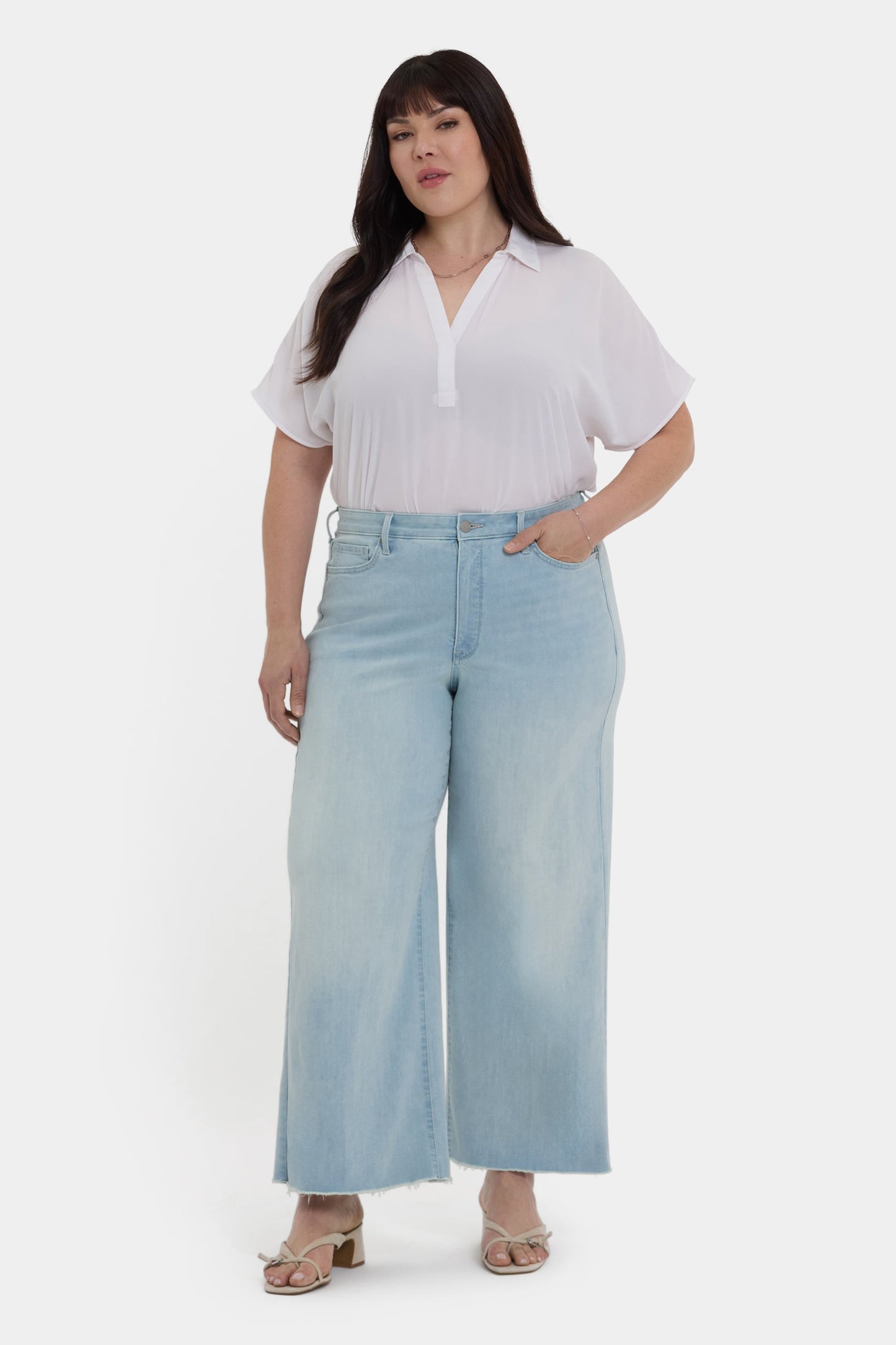Brodi Wide Leg Ankle Jeans In Plus Size - Clear Waters