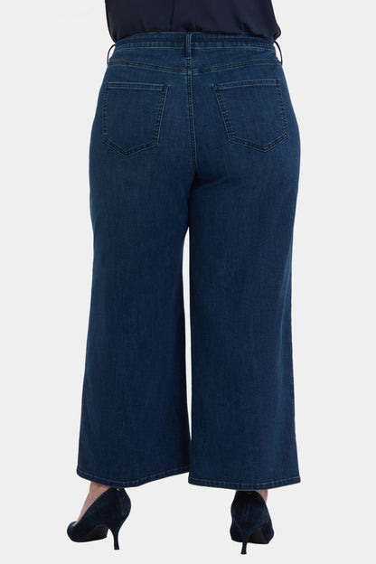 Brodi Wide Leg Ankle Jeans In Plus Size - Ibiza Blues
