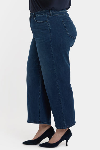 Brodi Wide Leg Ankle Jeans In Plus Size - Ibiza Blues