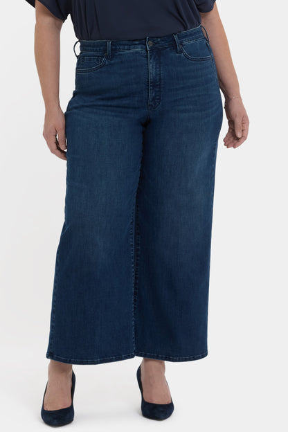 Brodi Wide Leg Ankle Jeans In Plus Size - Ibiza Blues