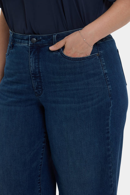 Brodi Wide Leg Ankle Jeans In Plus Size - Ibiza Blues