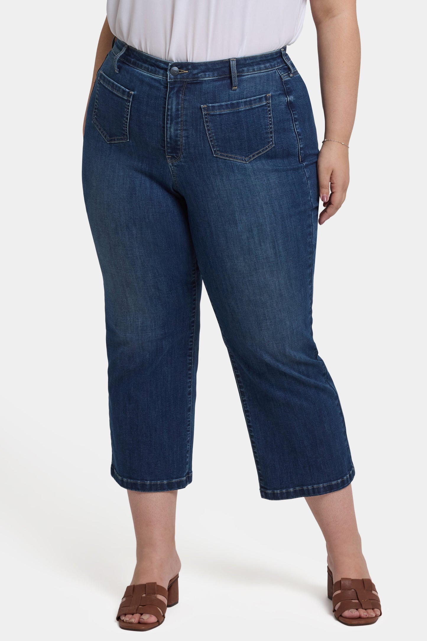 Coco Relaxed Wide Leg Crop Jeans In Plus Size - Rio Rapids