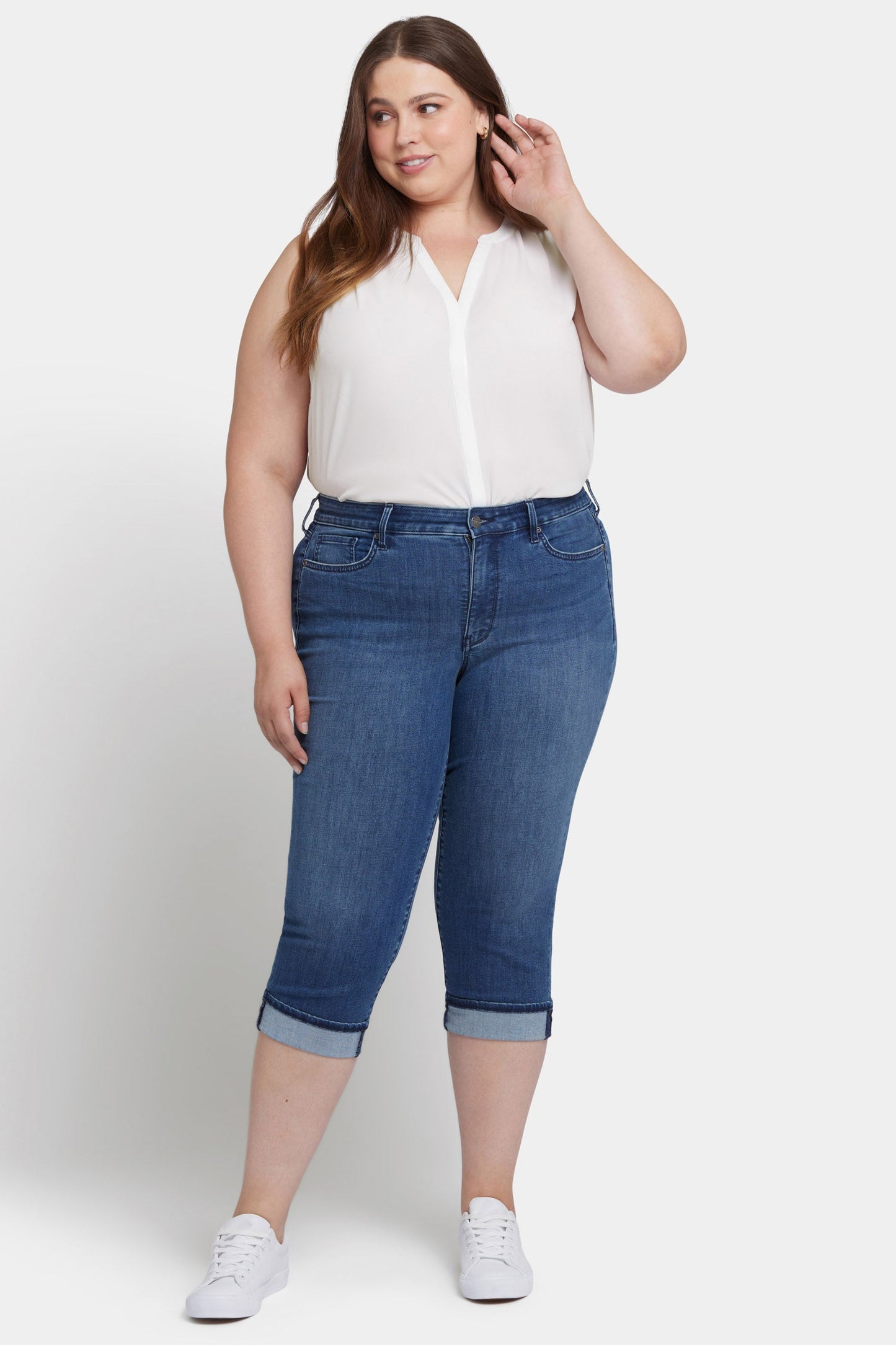 Marilyn Straight Crop Jeans In Plus Size - Blue Ridge