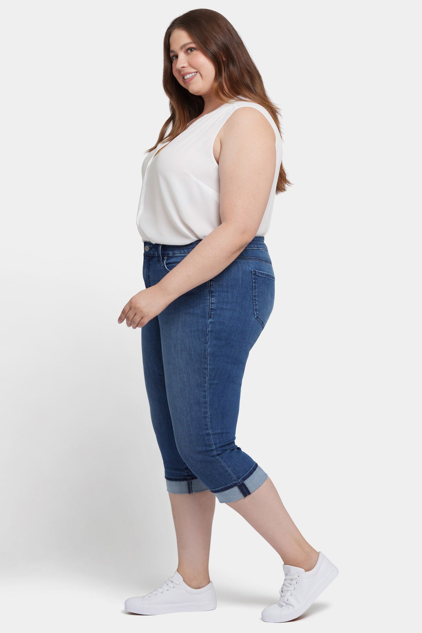 Marilyn Straight Crop Jeans In Plus Size - Blue Ridge