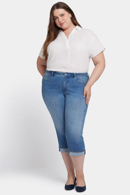 Marilyn Straight Crop Jeans In Plus Size - Water Canyon