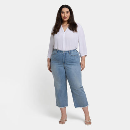 Coco Relaxed Wide Leg Crop Jeans In Plus Size - Santiago Sea