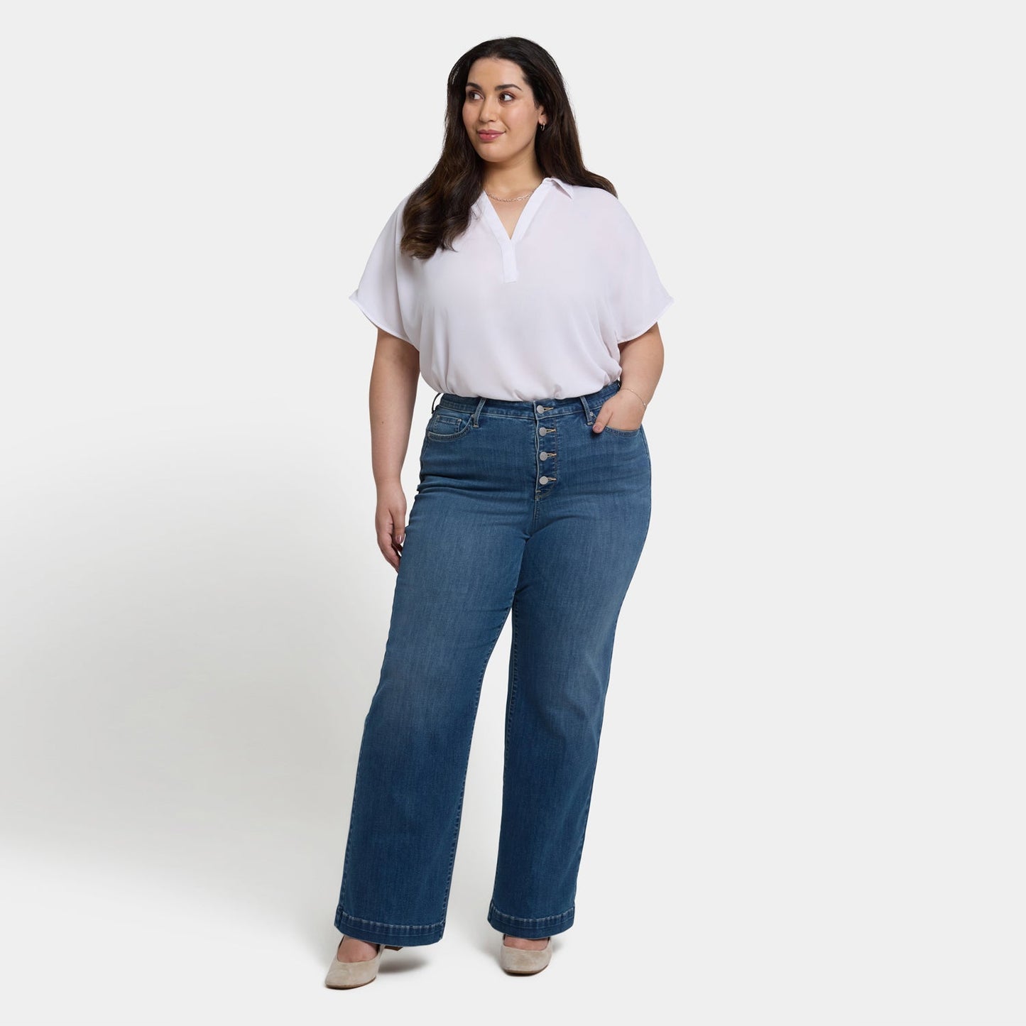 Teresa Wide Leg Jeans In Plus Size - Costa Brava