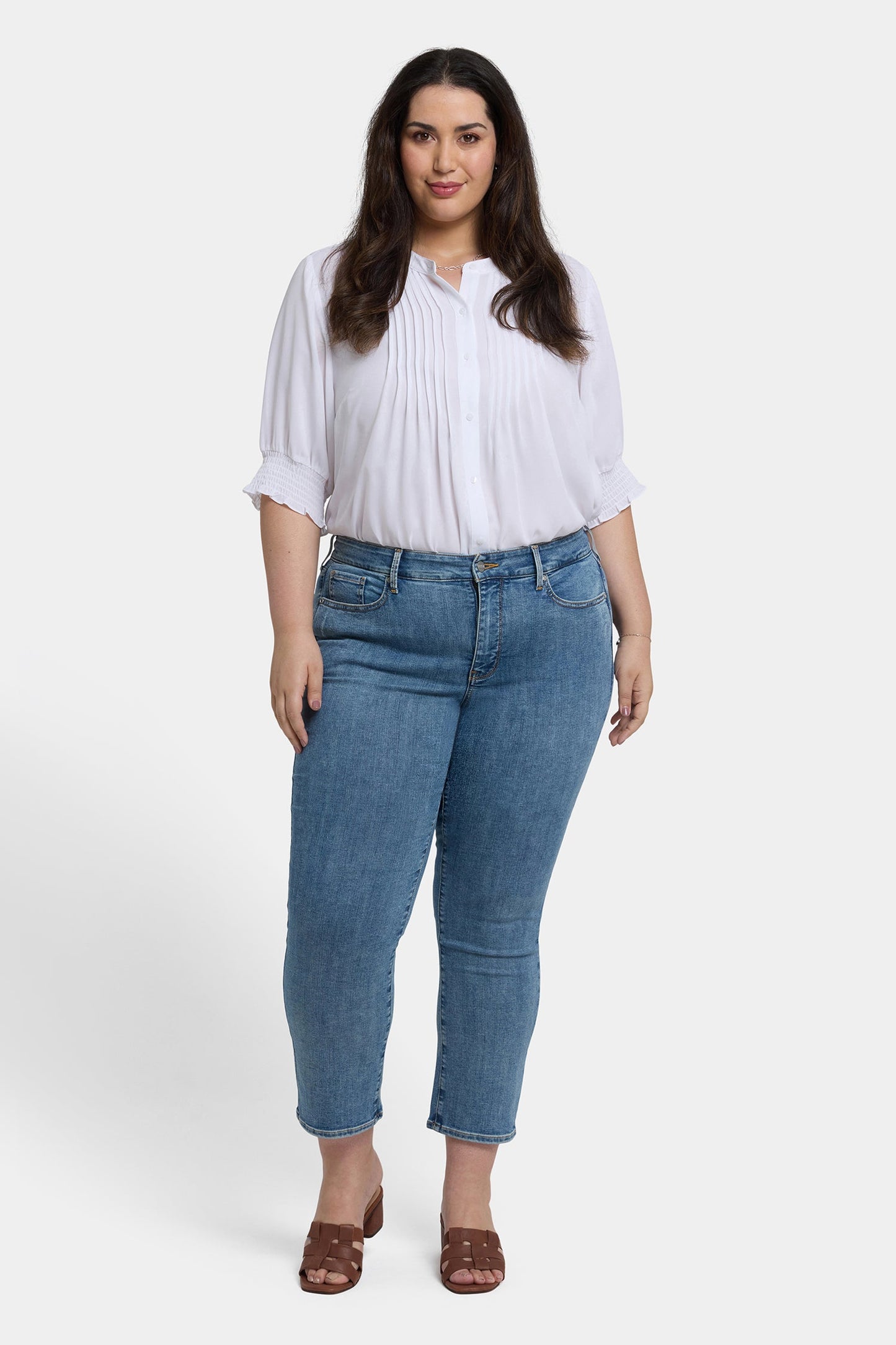 Marilyn Straight Ankle Jeans In Plus Size - Minorca Isle
