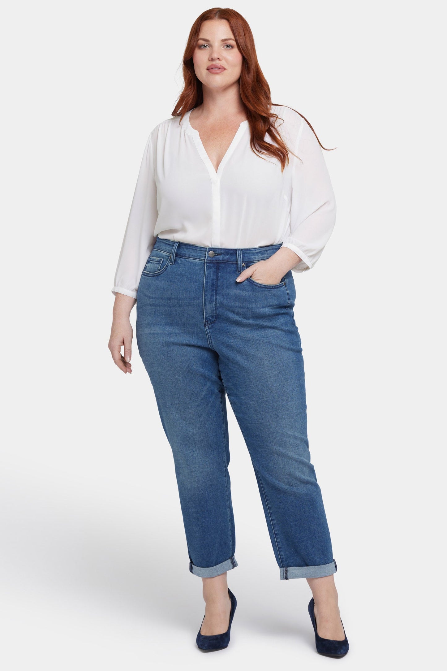 Margot Girlfriend Jeans In Plus Size - Cascade Wave