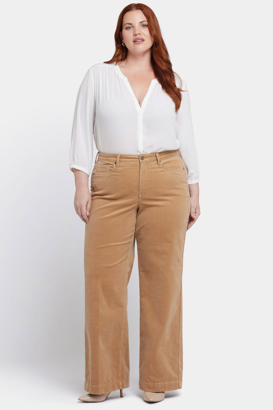 Teresa Wide Leg Pants In Plus Size - Sand Dune