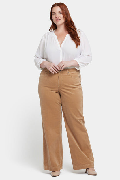 Teresa Wide Leg Pants In Plus Size - Sand Dune