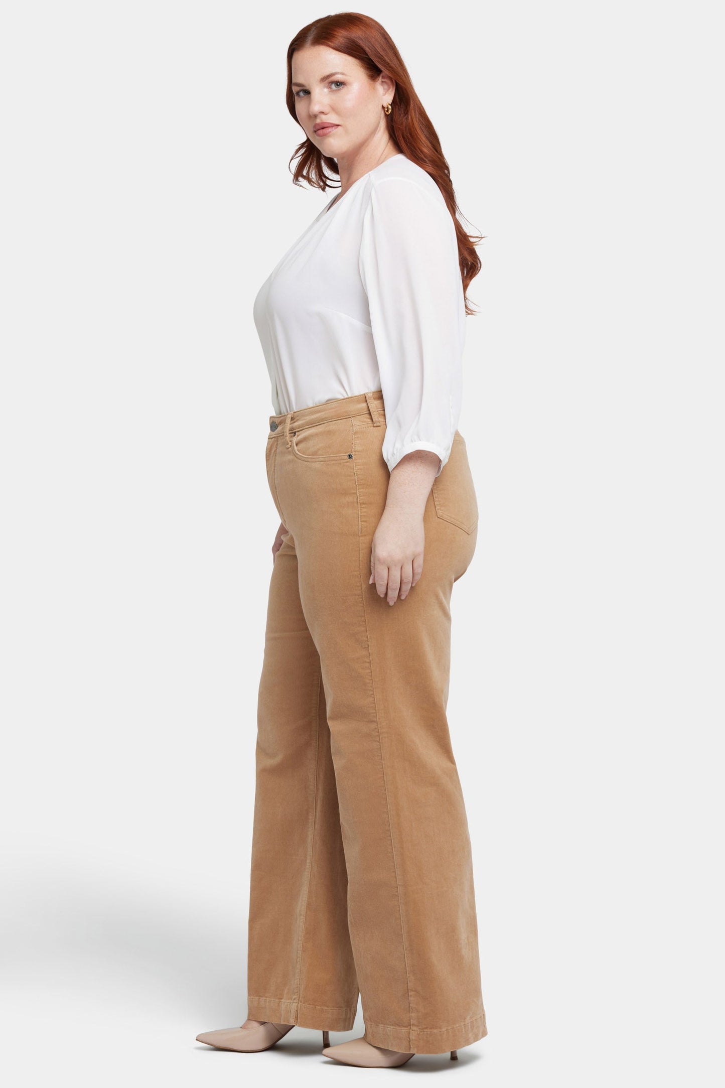 Teresa Wide Leg Pants In Plus Size - Sand Dune