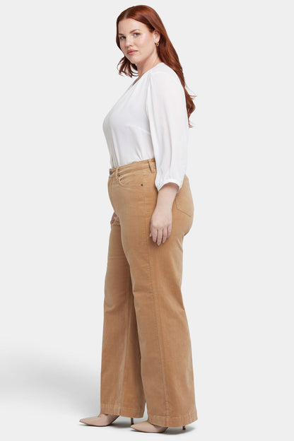 Teresa Wide Leg Pants In Plus Size - Sand Dune
